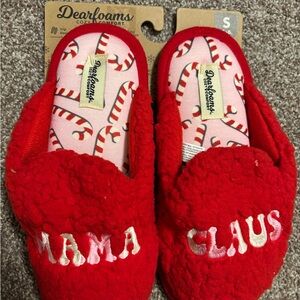 Dearfoams Red Kids Slippers with Candy Cane Design